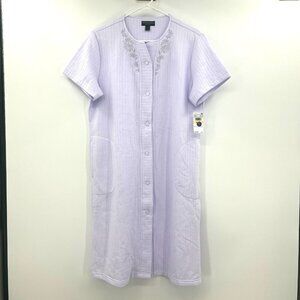 NWT Miss Elaine Relax Lavender Purple Button Front Sleep Shirt Women Medium